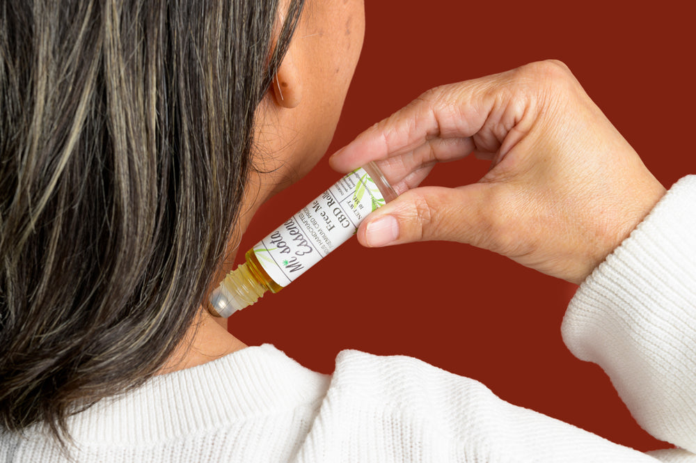 Free Me CBD Roller used on neck